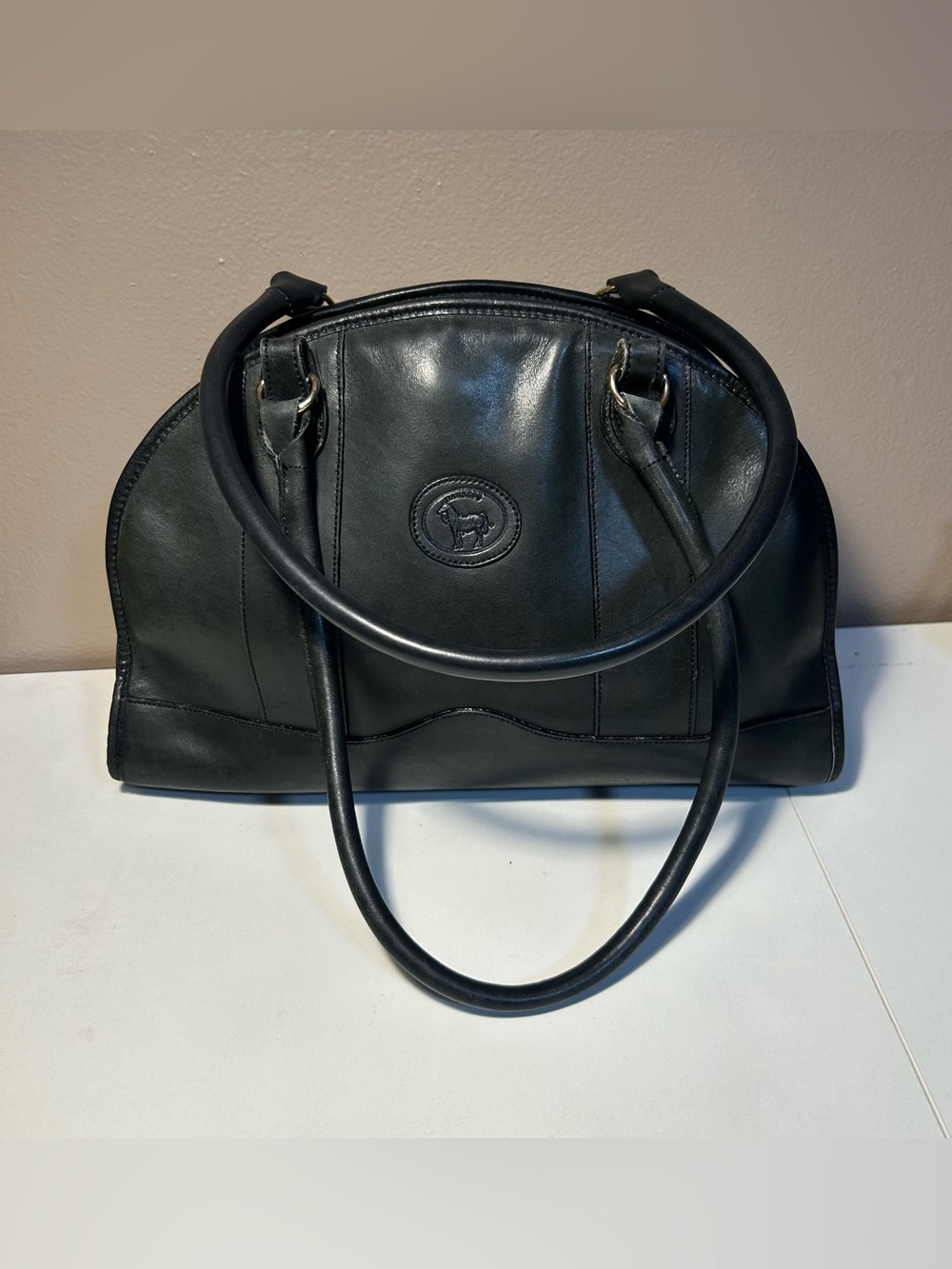 Vintage Harness Michael Bianco Leather Shoulder Bag Satchel Large Double Handle